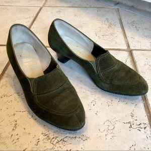 Vintage Green Suede Pumps Heels 6.5